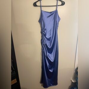 Emerald Sundae Satin Spaghetti-Strap Maxi Dress in Periwinkle